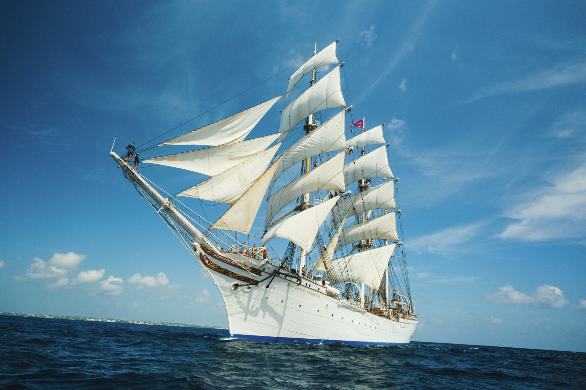 The tall ship Statsraad Lehmkuhl during the ongoing One Ocean Expedition. You could be part of the expedition next year and have an exciting and unforgettable experience if you apply for our training course! We will be sailing along the southeastern coast of Africa - Will you join us onboard? Photo: Isak Okkenhaug/Statsraad Lehmkuhl